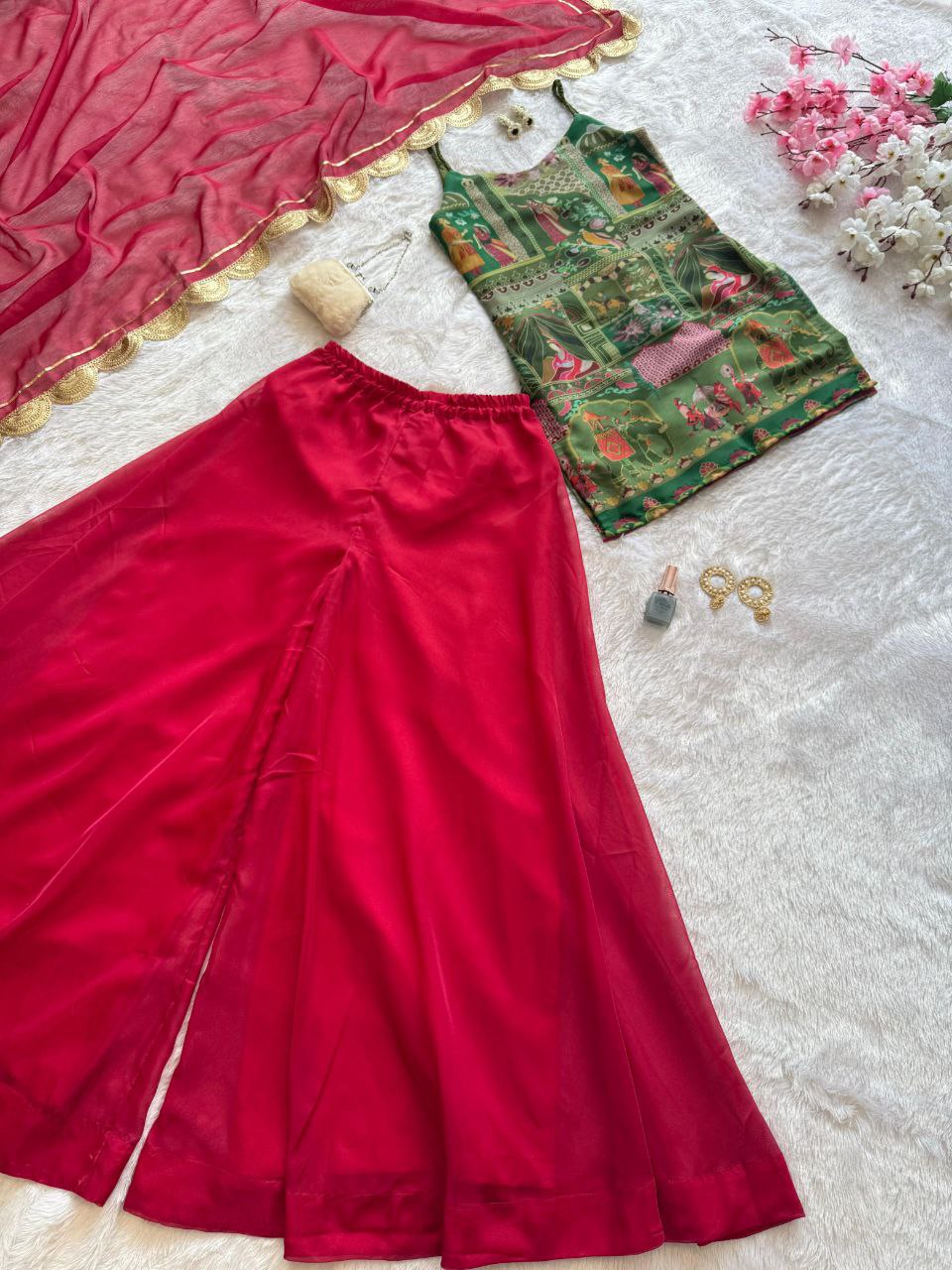 Gulbahaar Printed Kurti with Sharara Set
