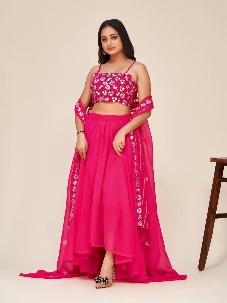 Hot Pink Classic Indo Western Dress Gracious You Hot Pink Classic Indo Western Dress Gracious You