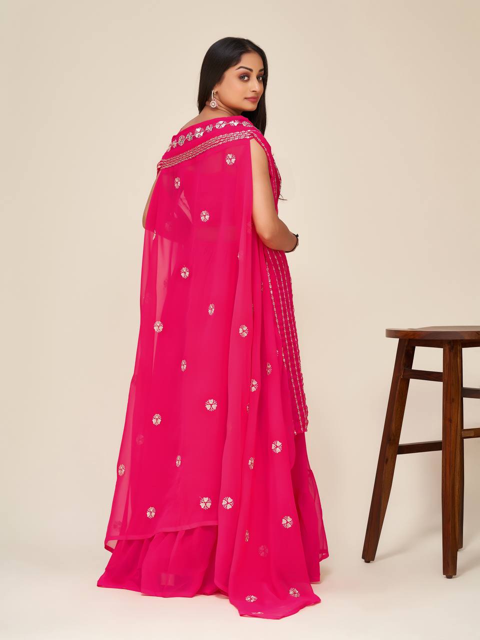 Hot Pink Classic Indo Western Dress