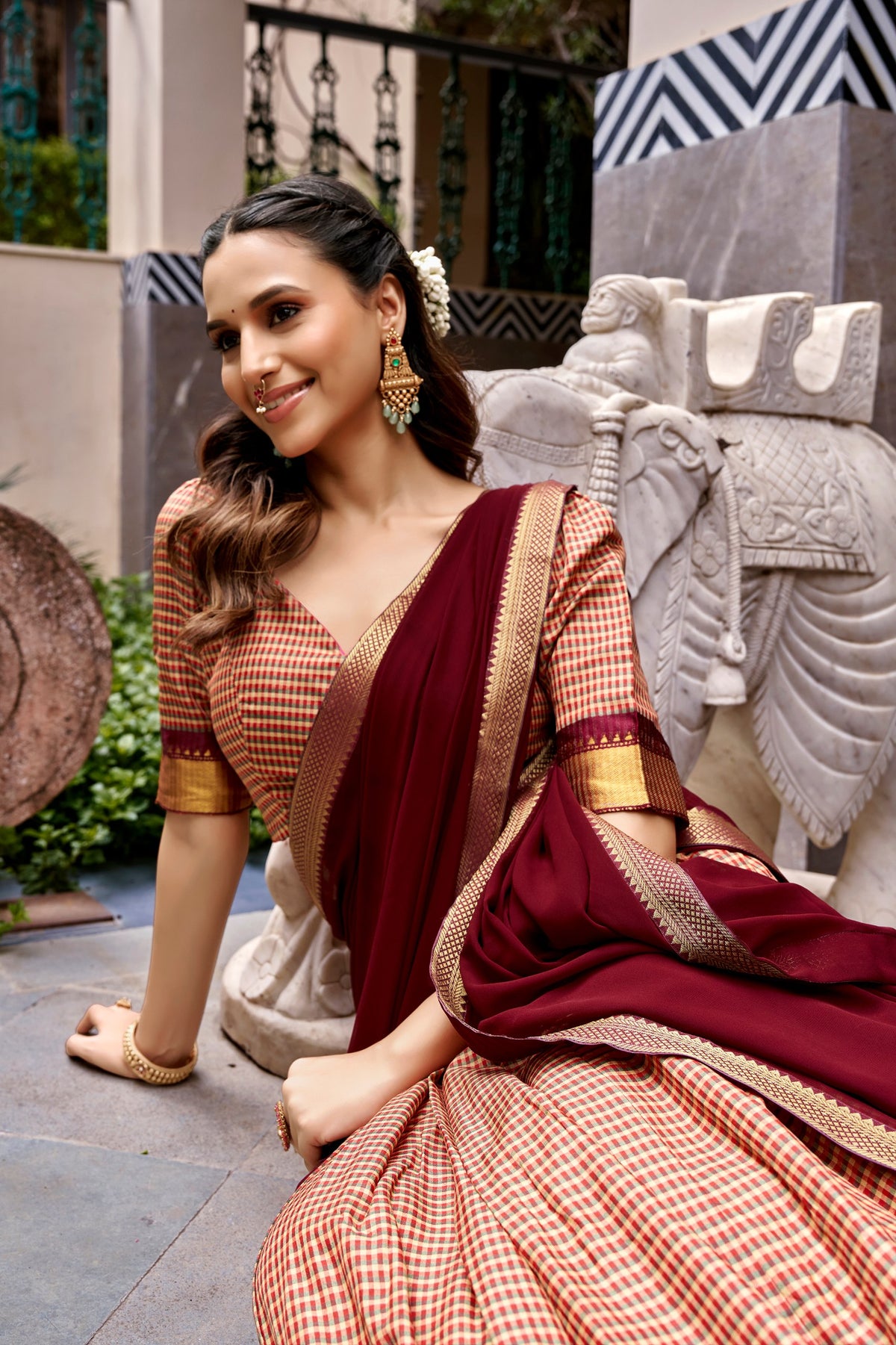 Kanchi Cotton Lehenga Set with Zari Border