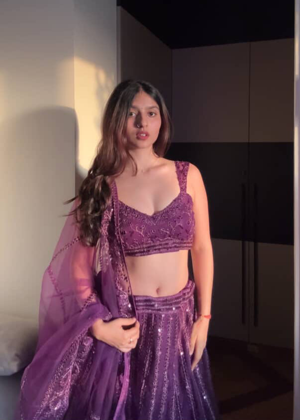 Purple Wave Sequins Lehenga Ensemble