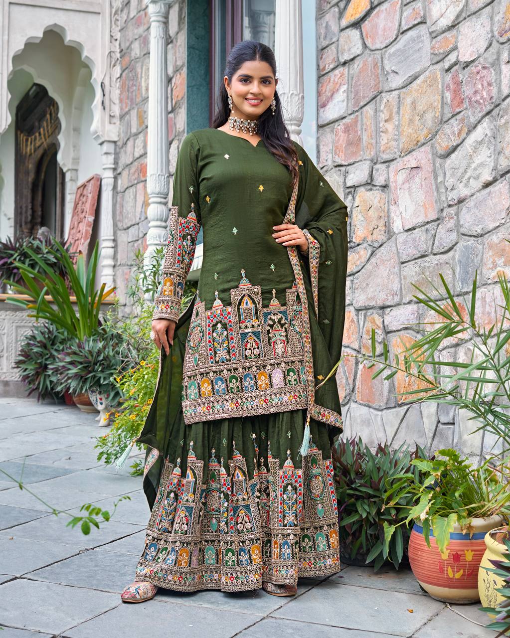 Fine Codework Chinon Kurta & Palazzo Set