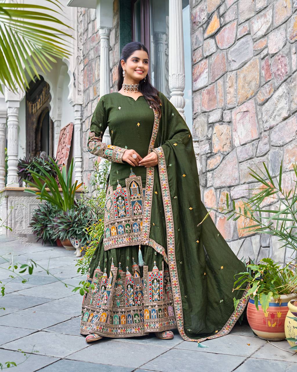Fine Codework Chinon Kurta & Palazzo Set