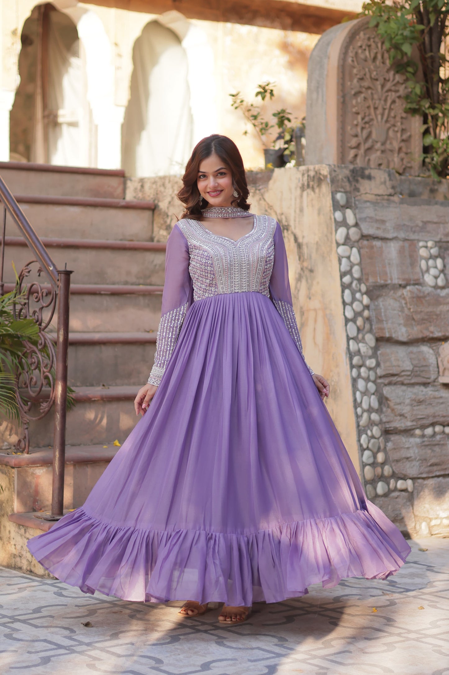 Glamorous Pastel Star Sequin Gown