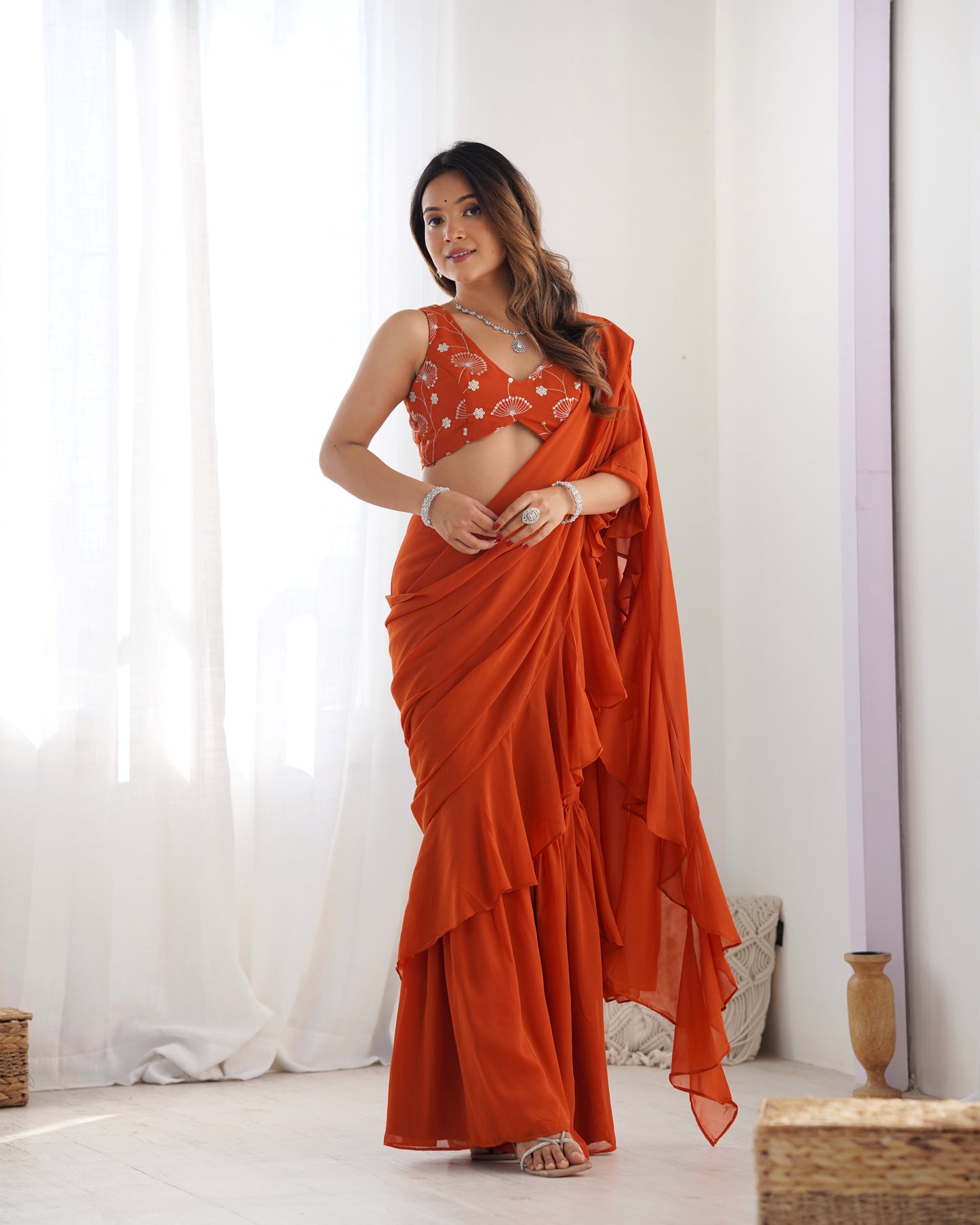Fusion Flair Saree Sharara Ensemble