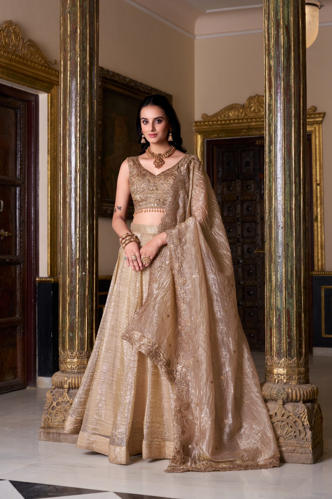 Royal Finish Brown Zari Lehenga