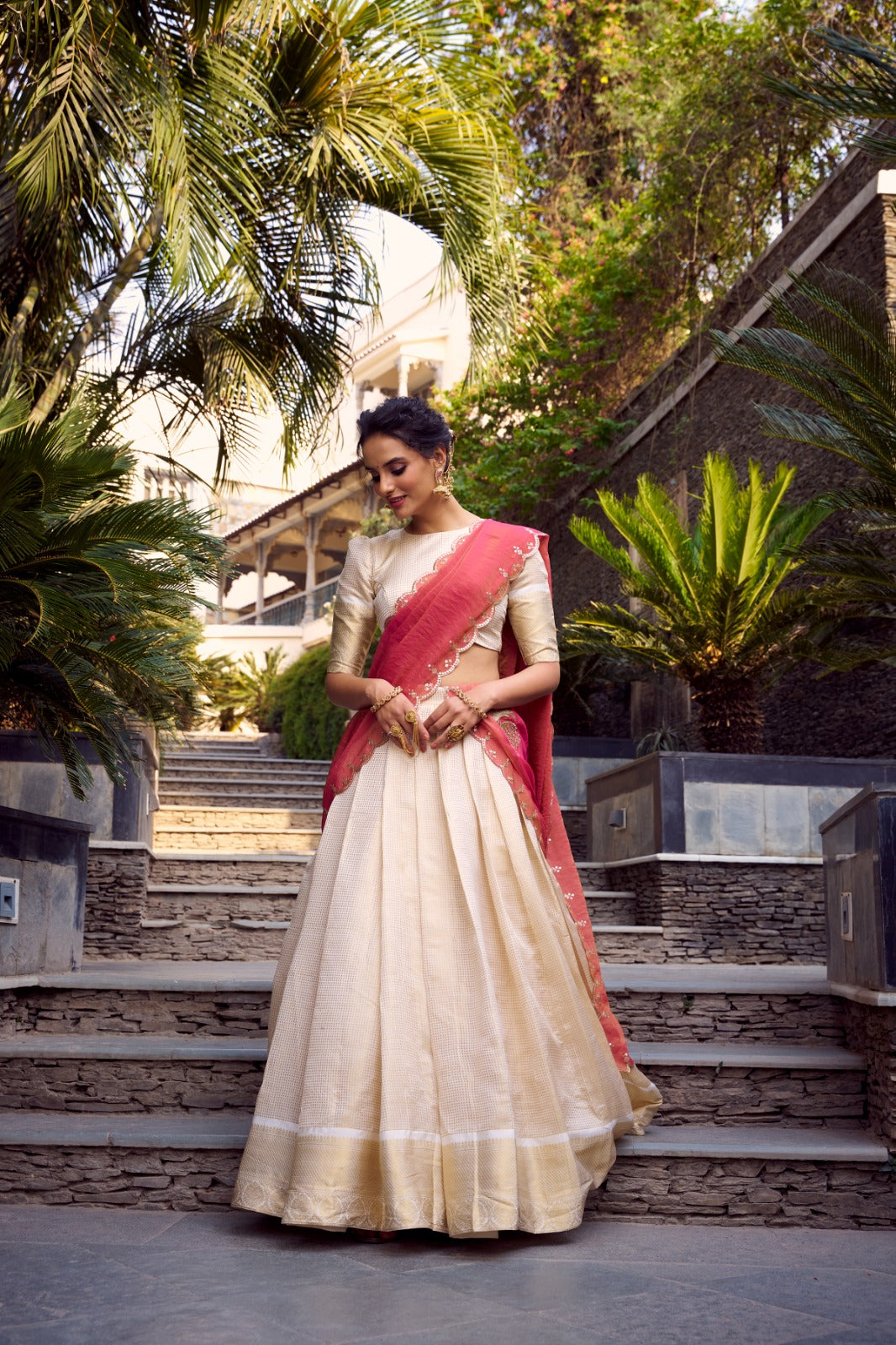 Ivory Lehenga Set With Royal Dupatta