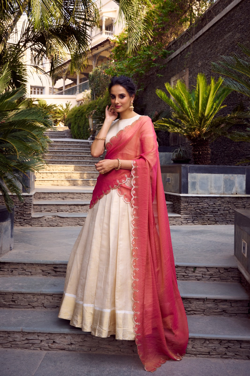 Ivory Lehenga Set With Royal Dupatta