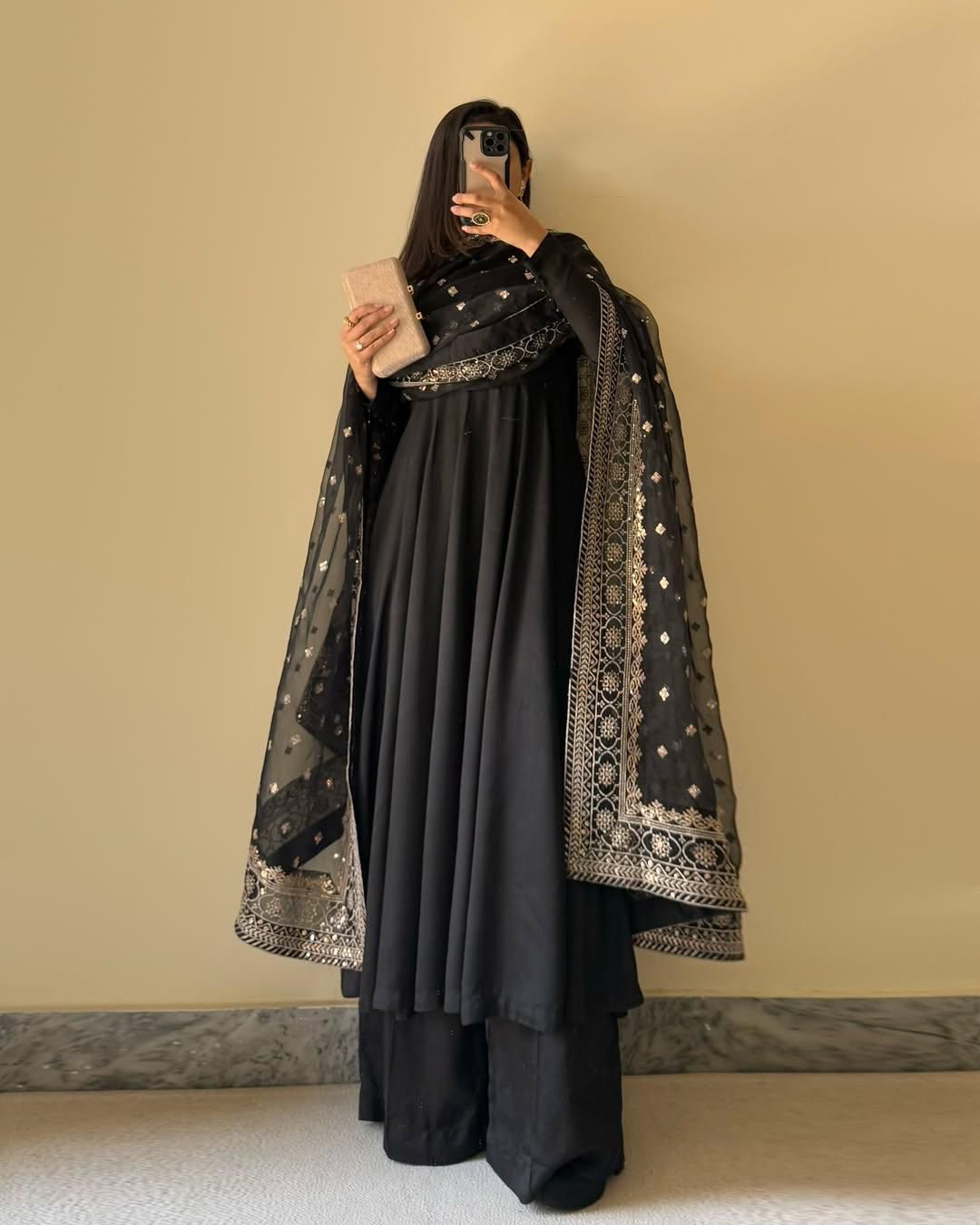 Black Luxe Kurta Set With Golden Elegance