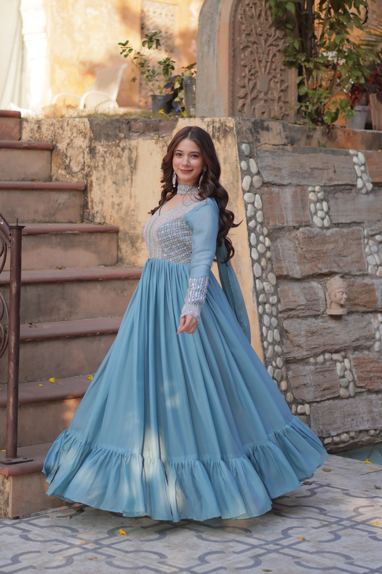Glamorous Pastel Star Sequin Gown