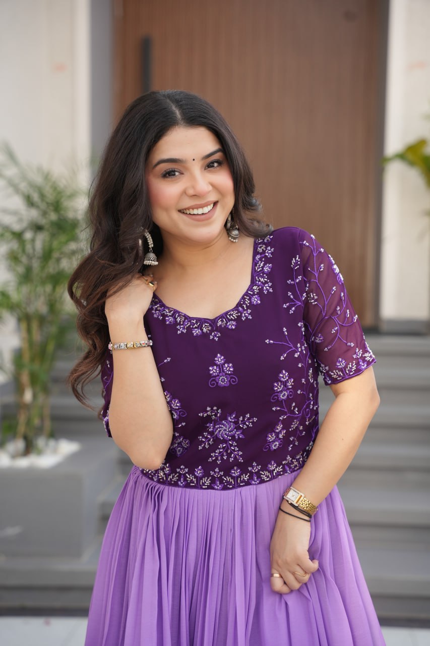 Floral Bloom Gown with Bead Embellishments