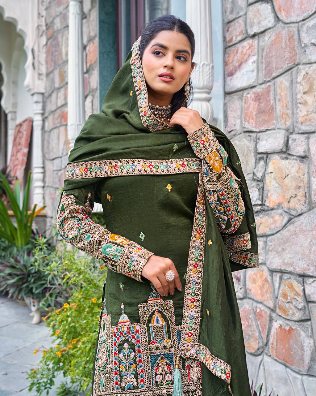 Fine Codework Chinon Kurta & Palazzo Set