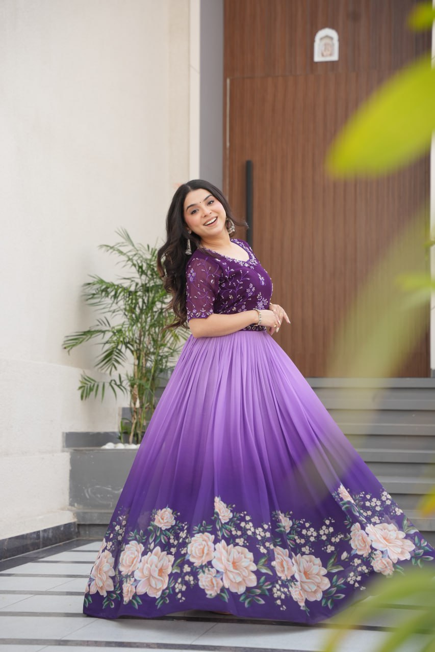 Floral Bloom Gown with Bead Embellishments