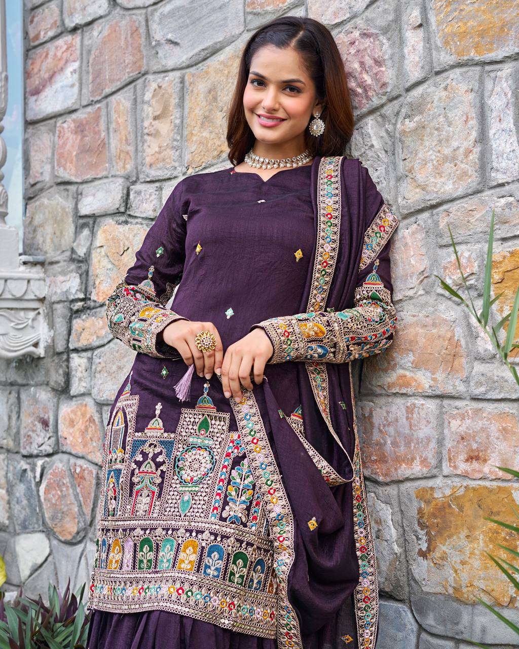 Fine Codework Chinon Kurta & Palazzo Set