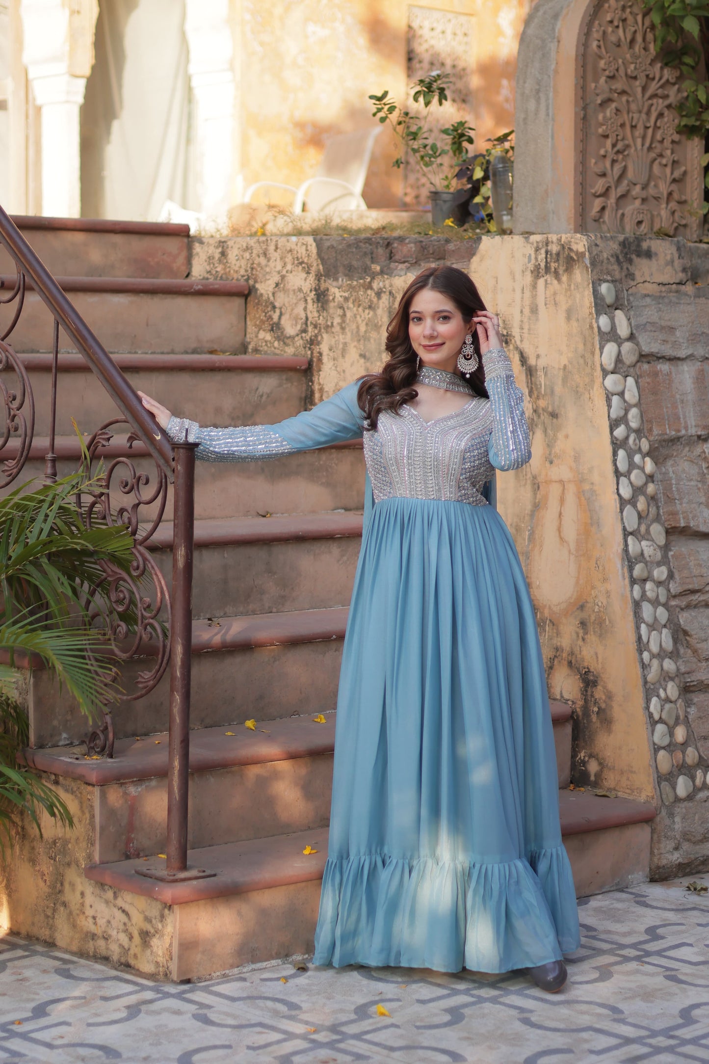 Glamorous Pastel Star Sequin Gown