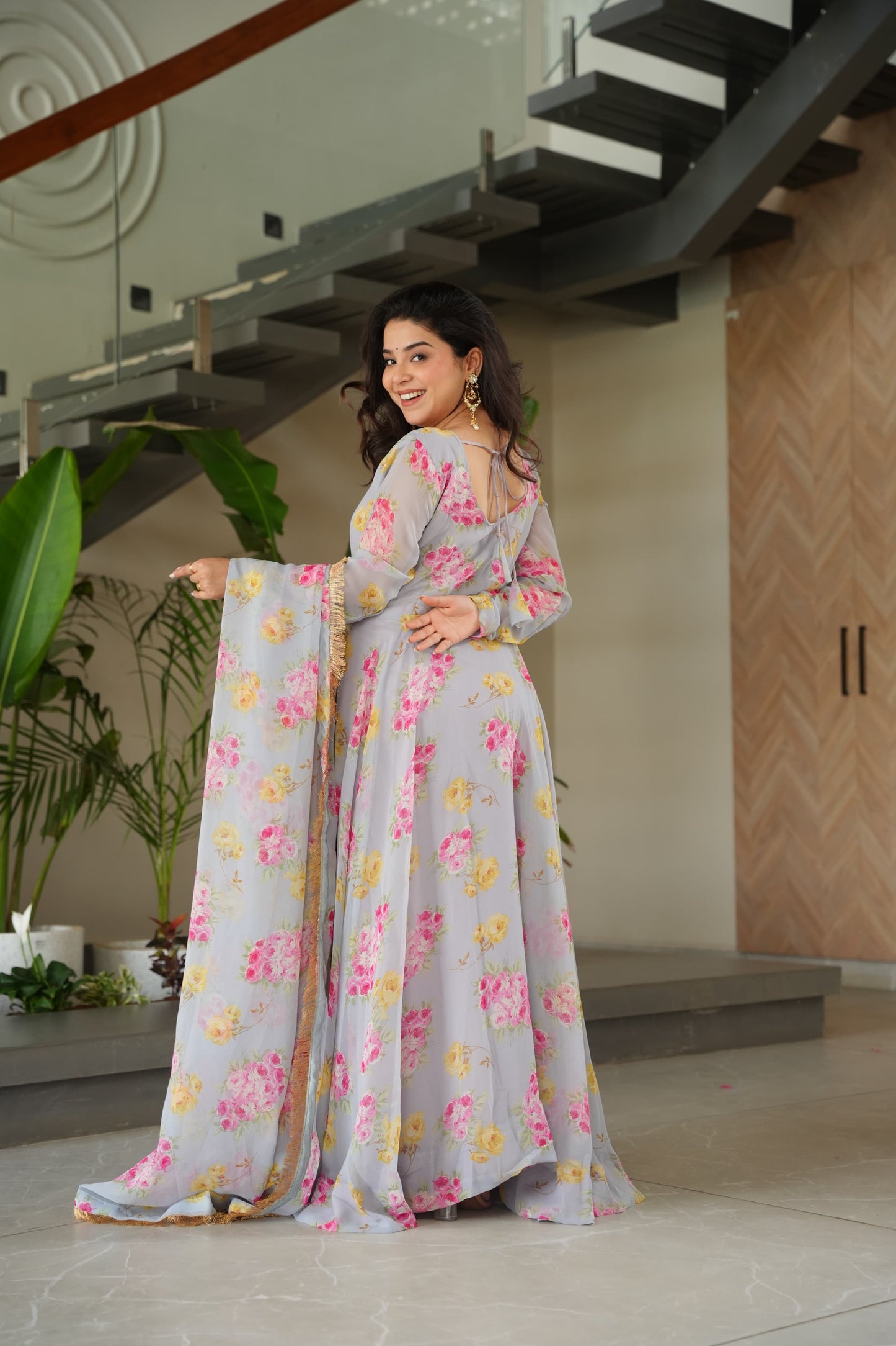 Light Summer Rich Flower Printed Gown