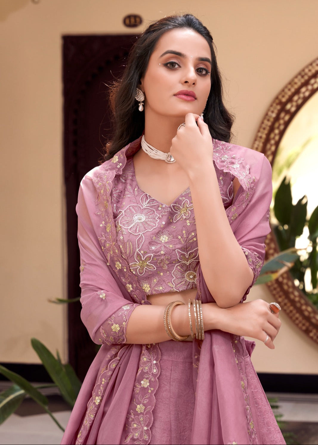 Pearl-Coded Embellished Lehenga Set