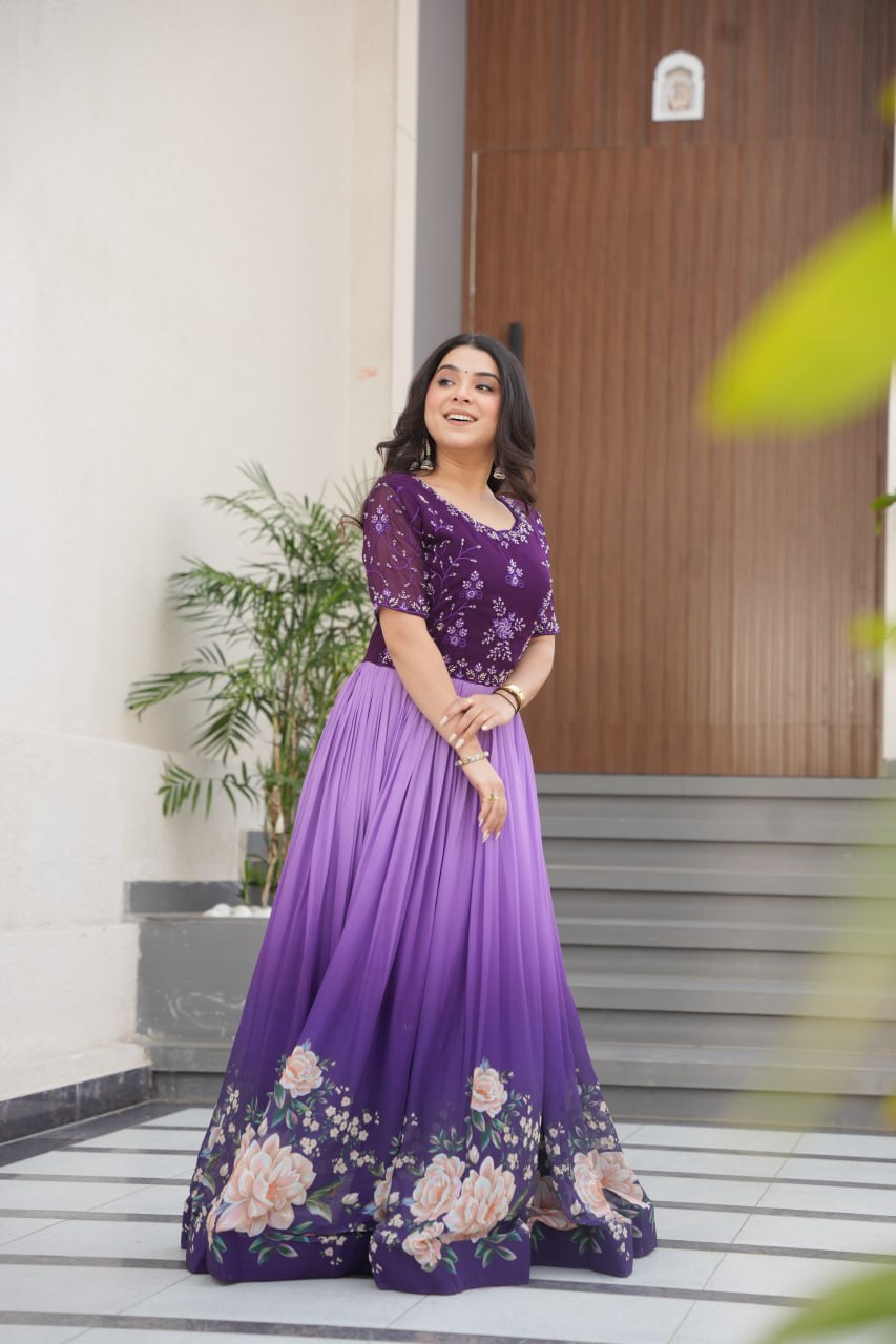 Floral Bloom Gown with Bead Embellishments