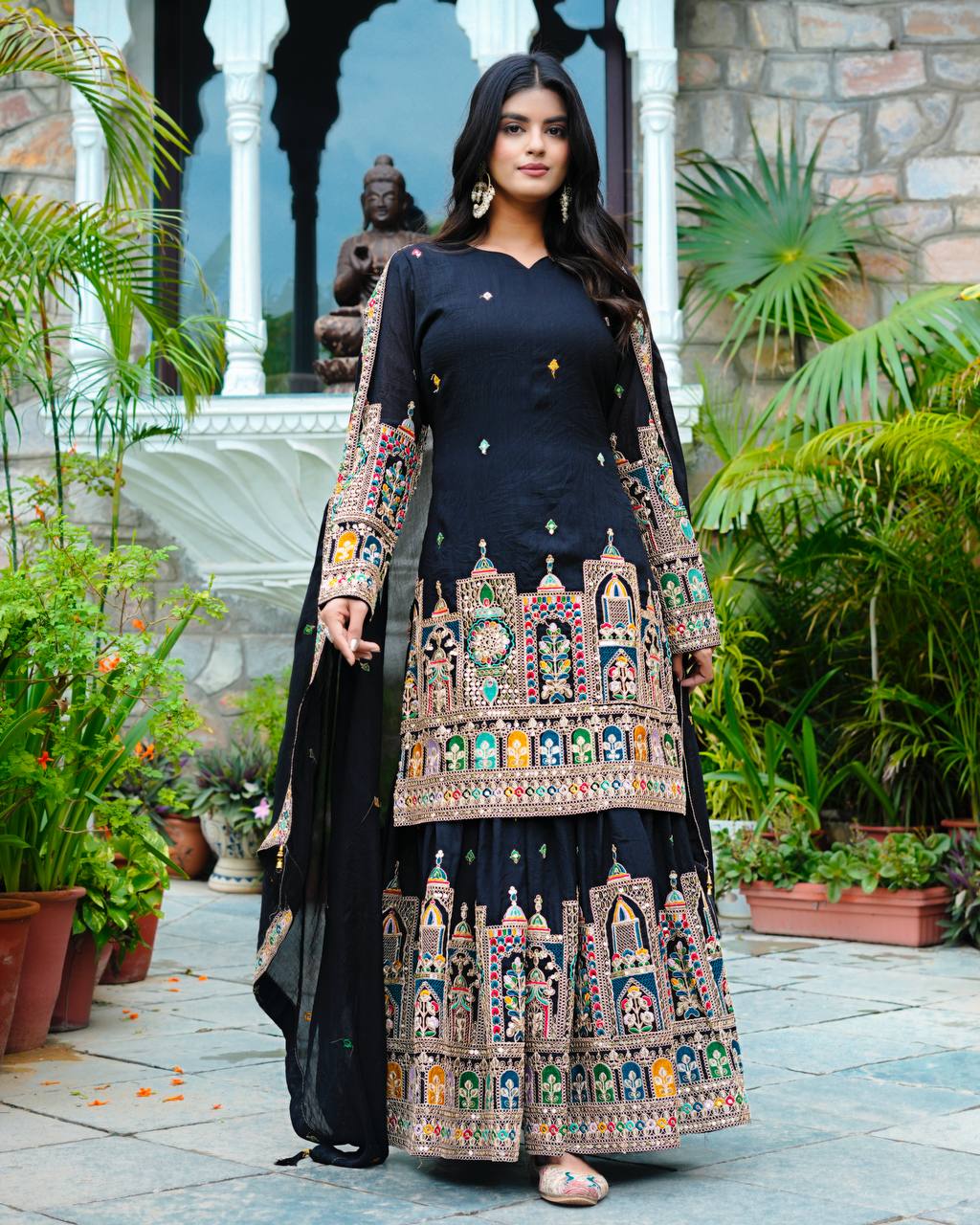 Fine Codework Chinon Kurta & Palazzo Set