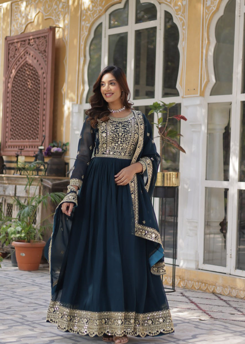 Blooming Embroidered work Gown