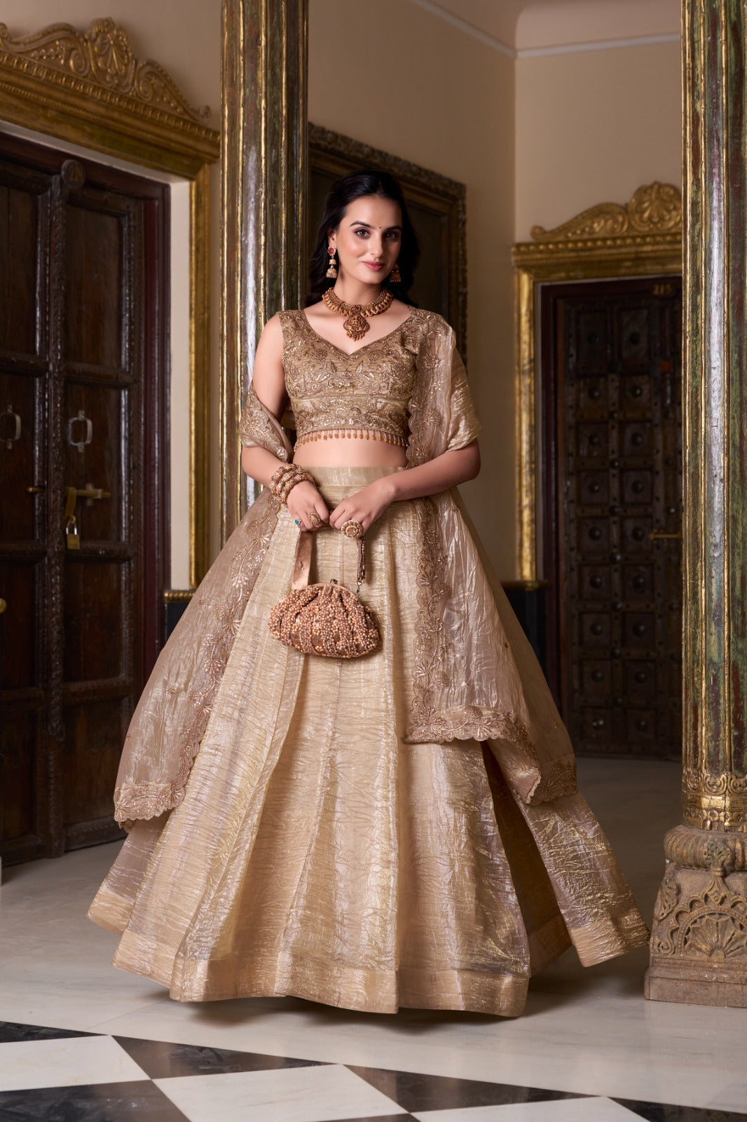 Royal Finish Brown Zari Lehenga