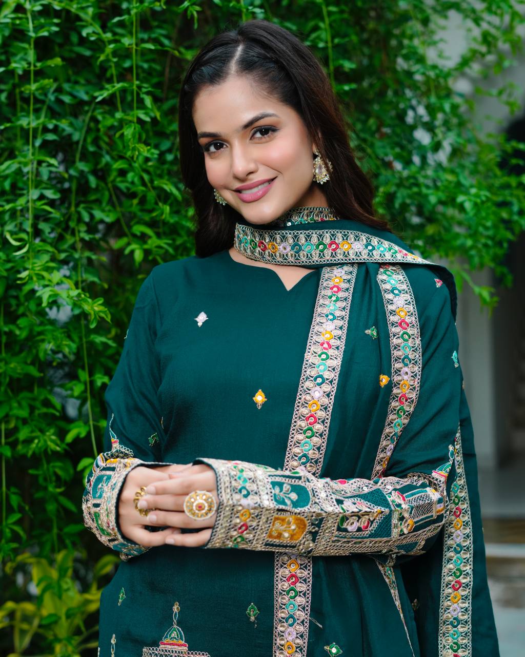 Fine Codework Chinon Kurta & Palazzo Set