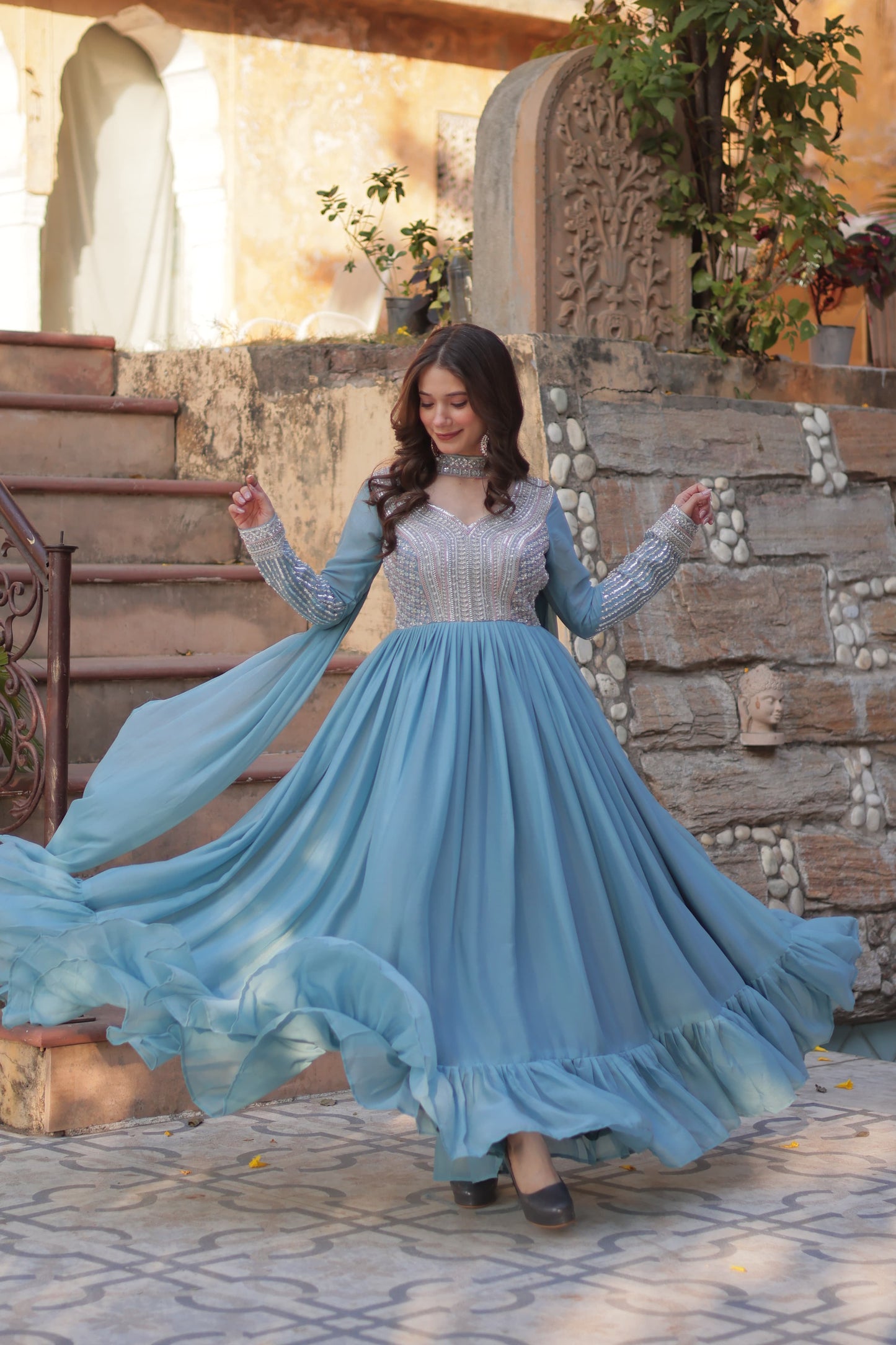 Glamorous Pastel Star Sequin Gown