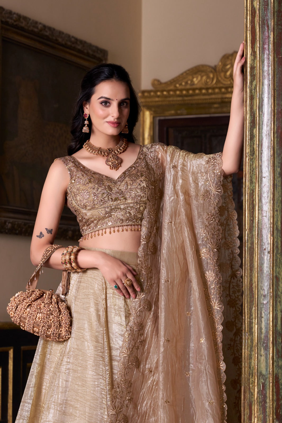 Royal Finish Brown Zari Lehenga
