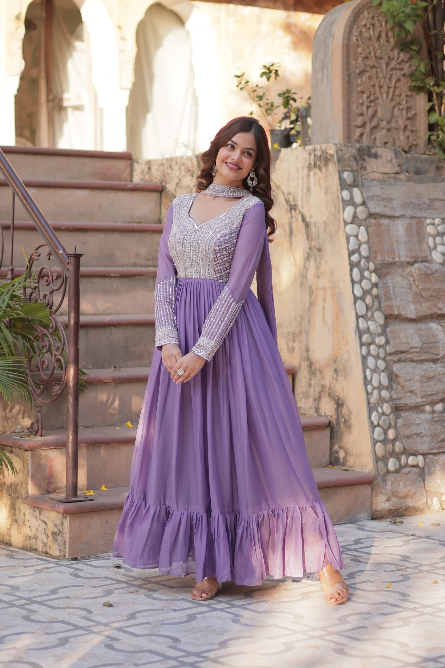 Glamorous Pastel Star Sequin Gown