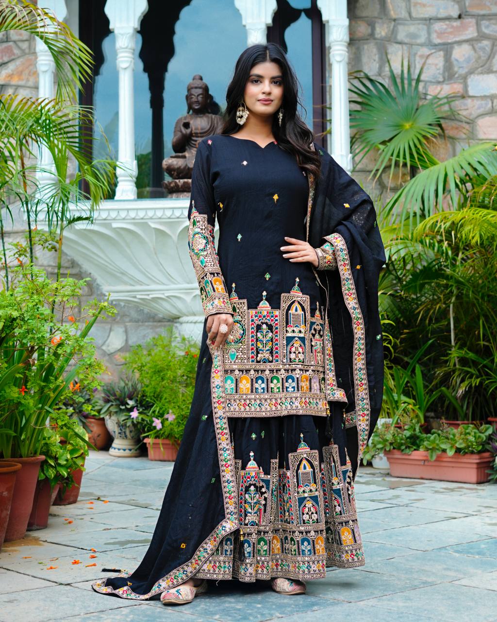 Fine Codework Chinon Kurta & Palazzo Set