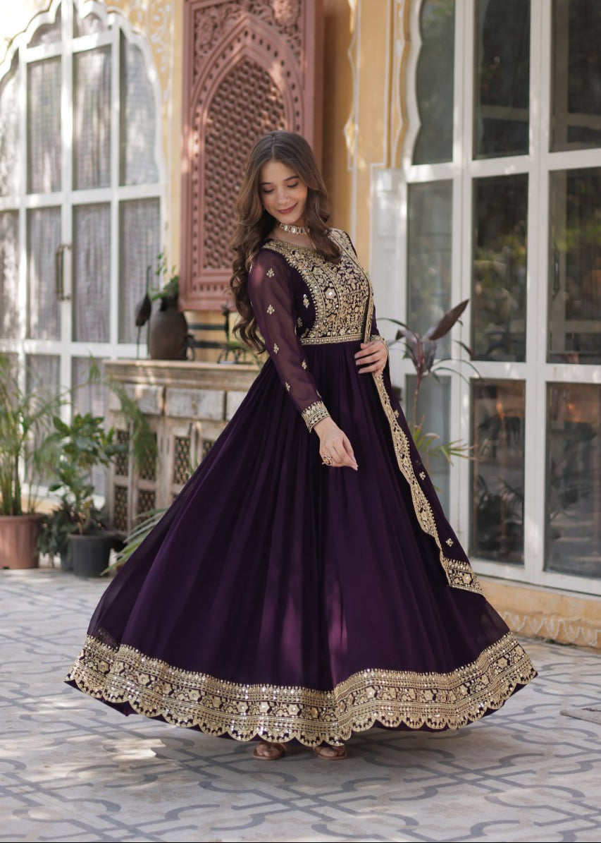 Blooming Embroidered work Gown
