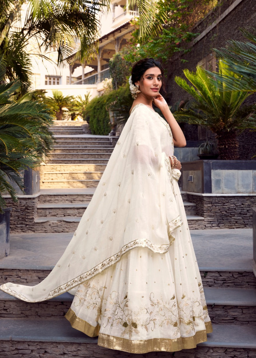Ivory Sequin Silver Glossy Lehenga Set