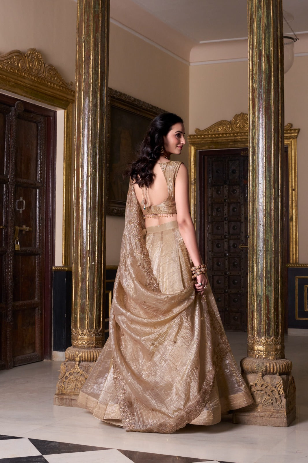 Royal Finish Brown Zari Lehenga