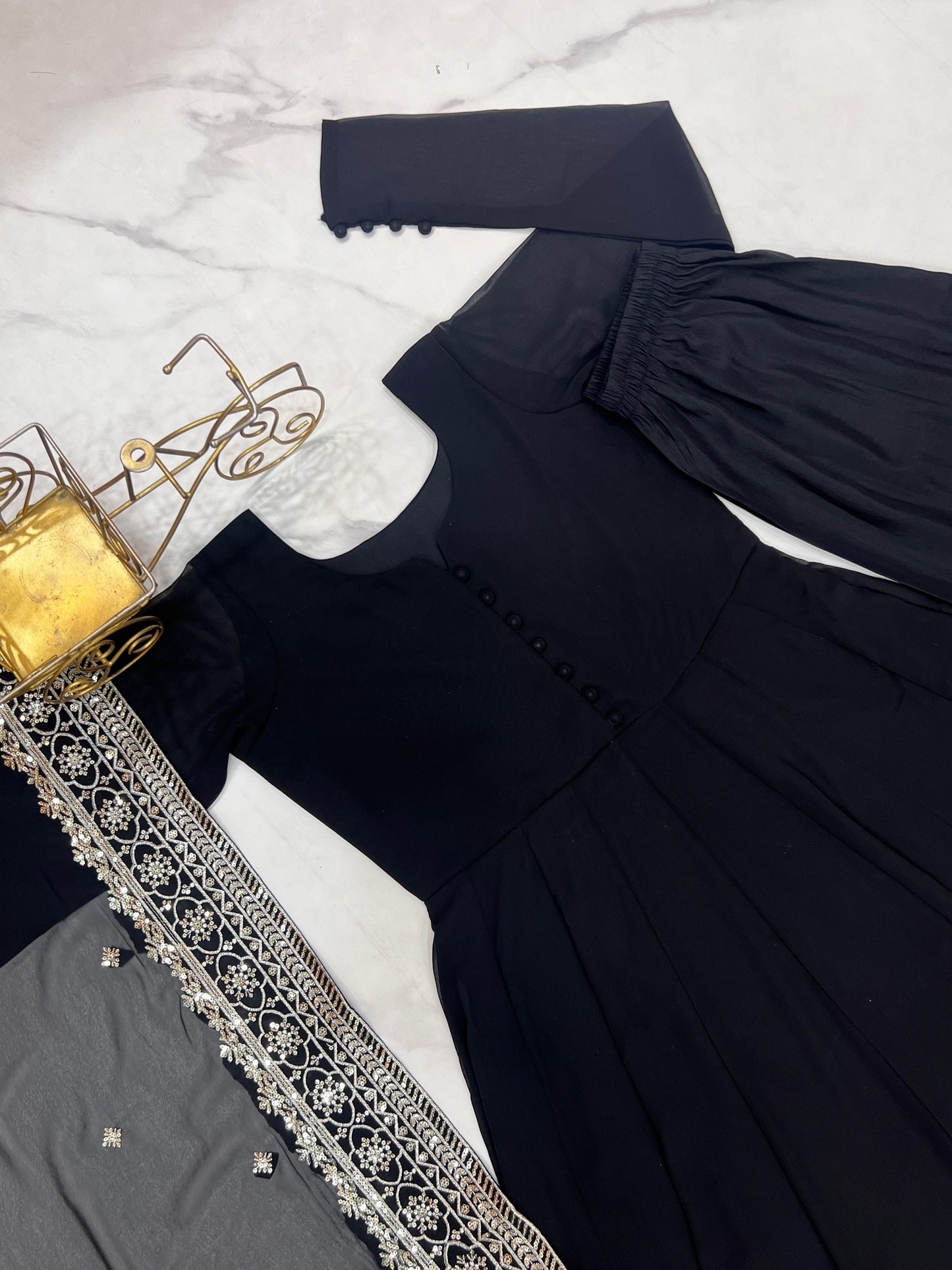 Black Luxe Kurta Set With Golden Elegance