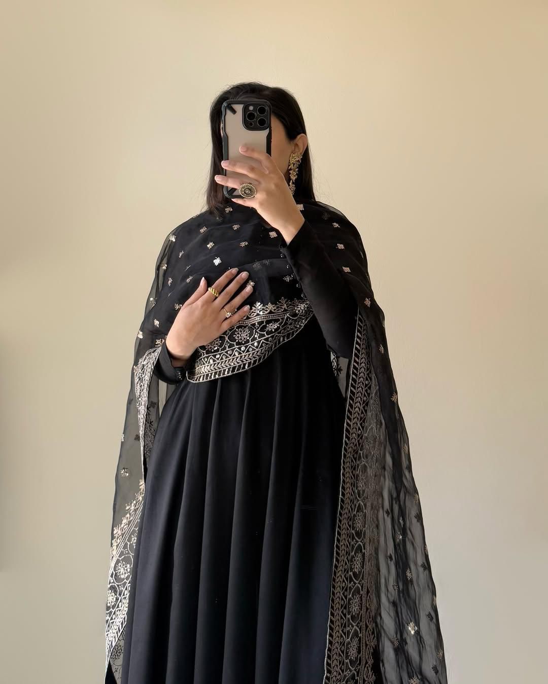 Black Luxe Kurta Set With Golden Elegance
