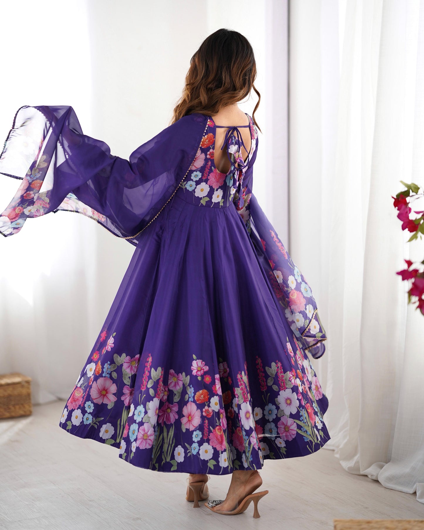 Organza Silk Print Anarkali Set