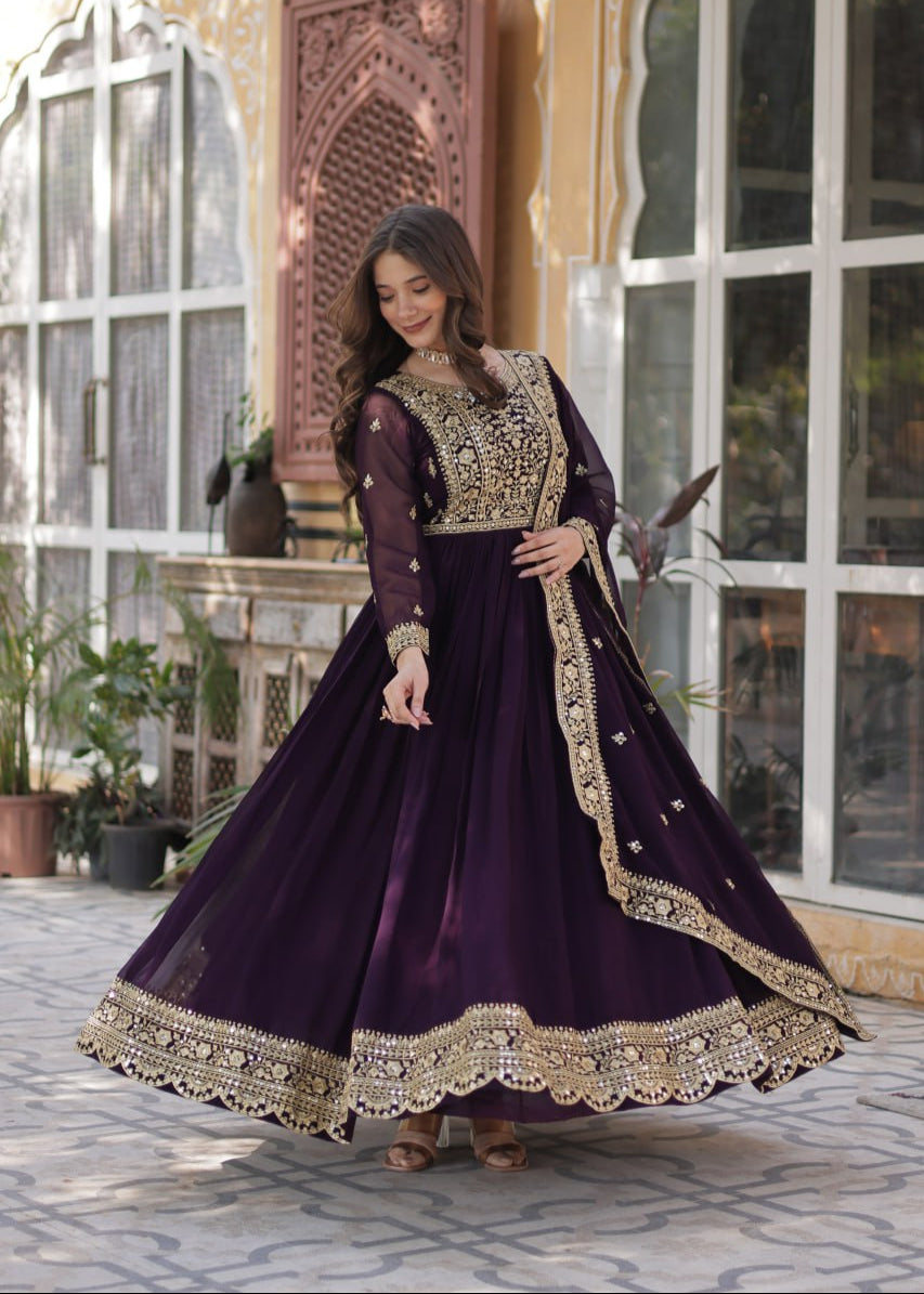 Blooming Embroidered work Gown