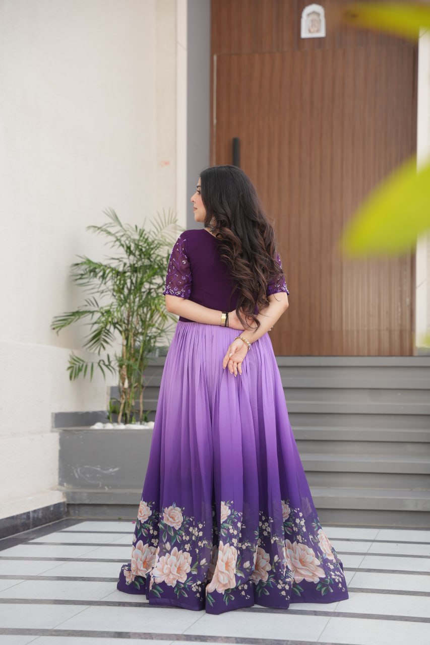 Floral Bloom Gown with Bead Embellishments