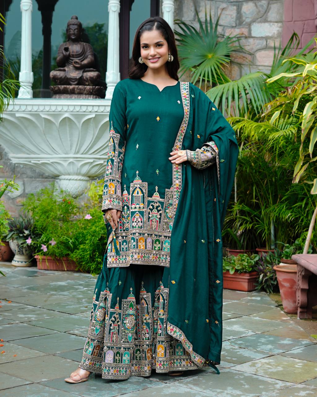 Fine Codework Chinon Kurta & Palazzo Set