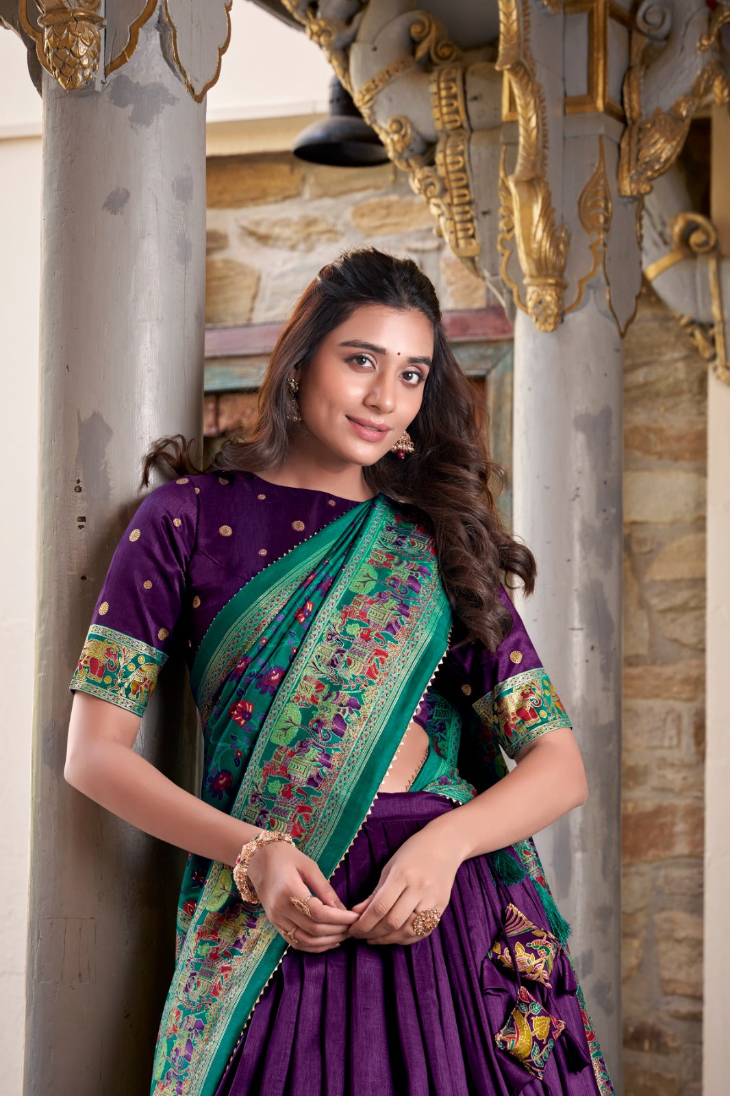 Traditional Printed Tussar Lehenga