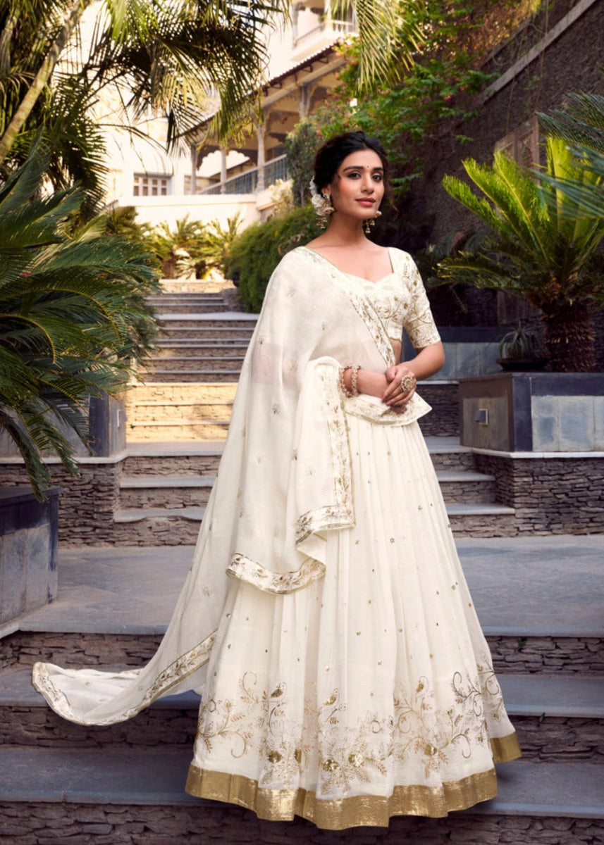 Ivory Sequin Silver Glossy Lehenga Set
