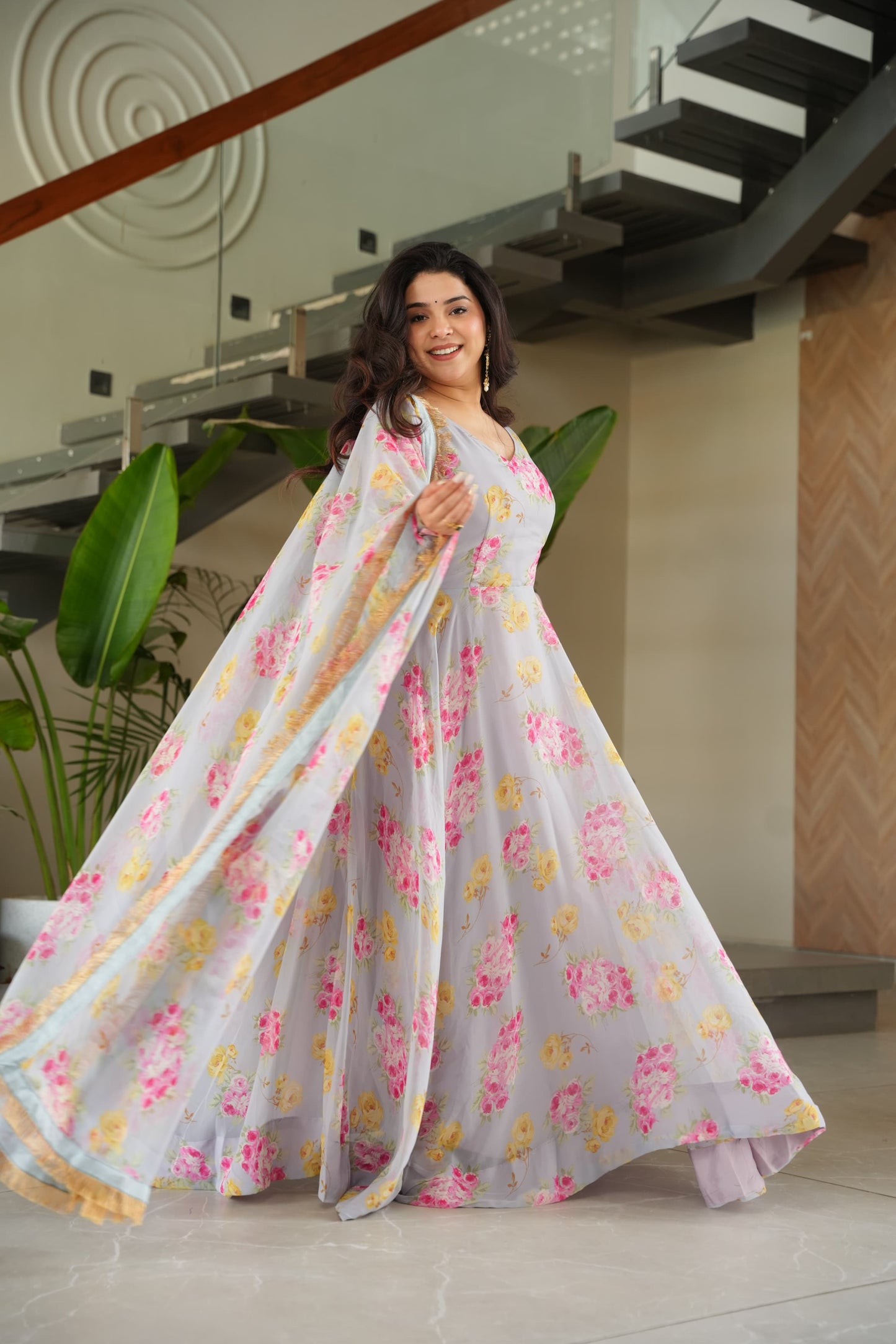 Light Summer Rich Flower Printed Gown