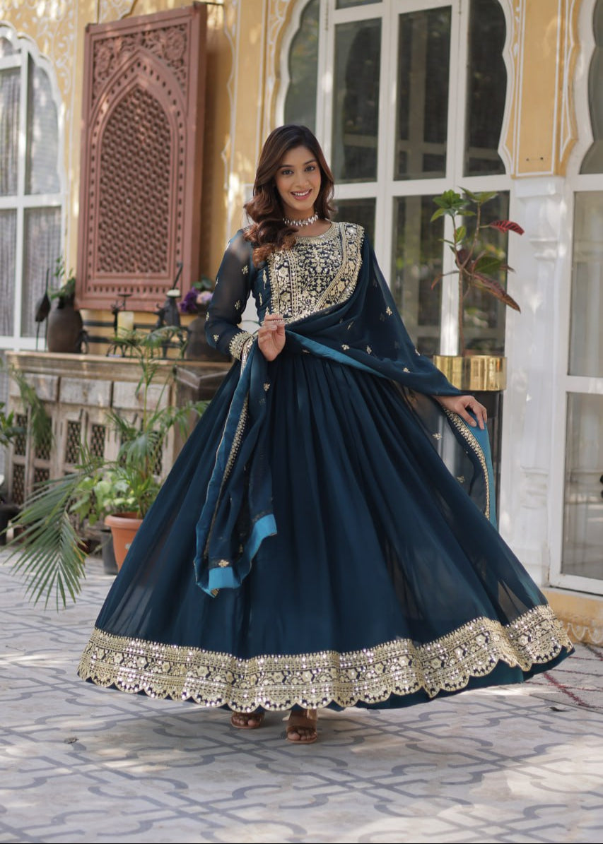 Blooming Embroidered work Gown