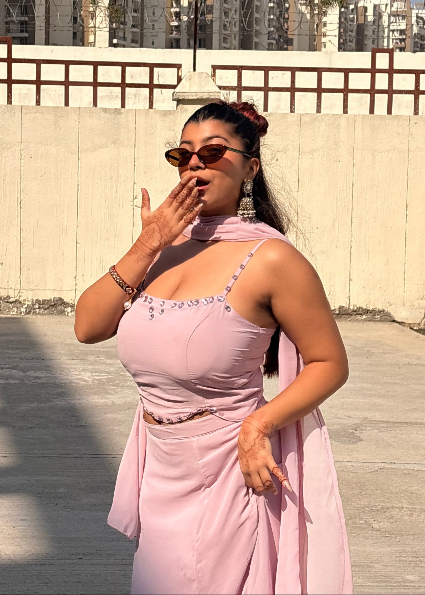 Barbie-core Diamond Georgette Fishcut Set