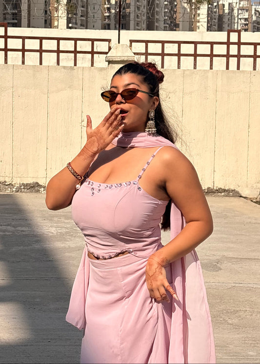 Barbie-core Diamond Georgette Fishcut Set