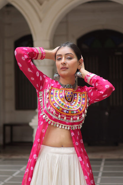 Festive Kutchi Work Bandhani Lehenga Kurti