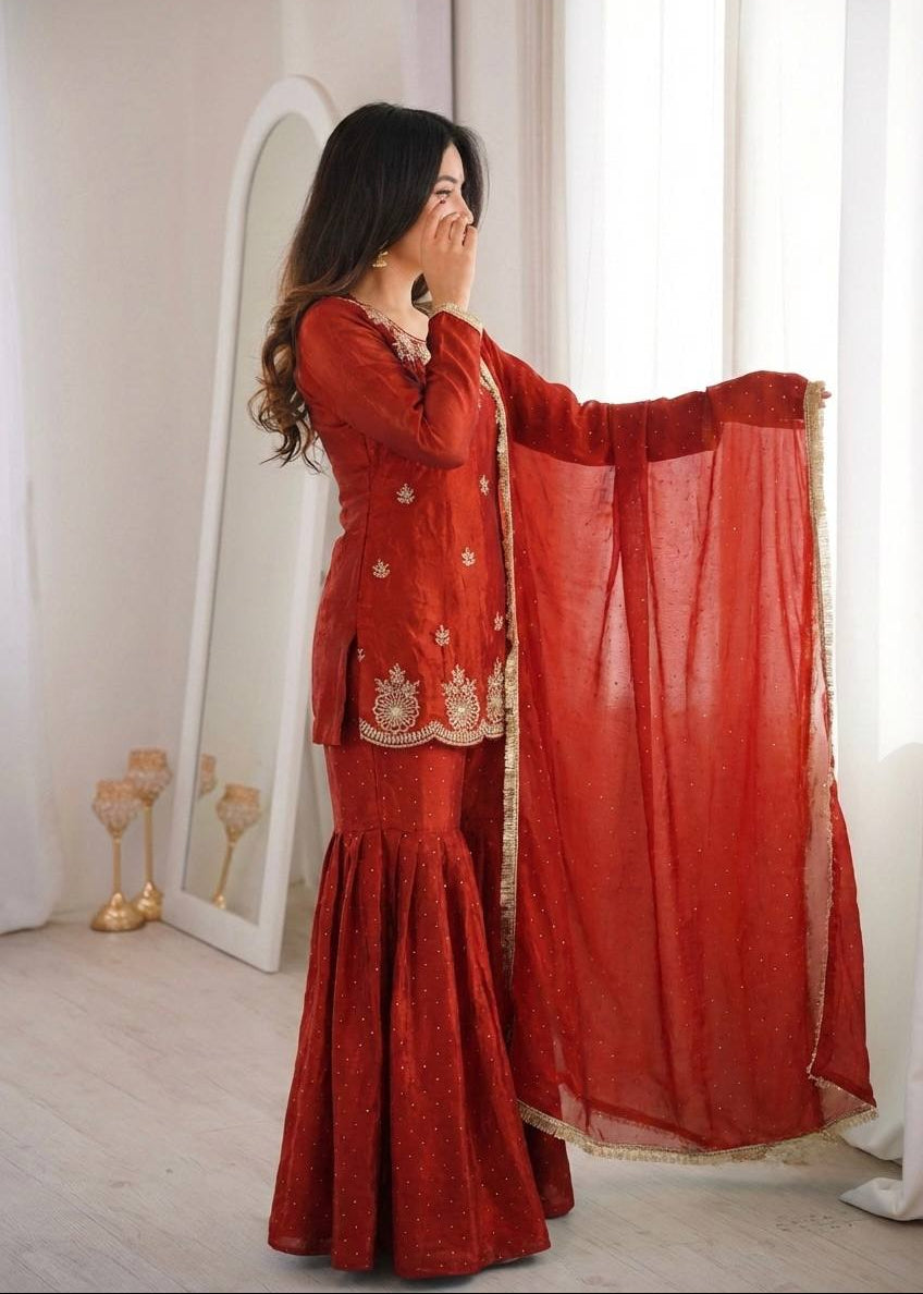Crimson Noor Festive Sharara Set