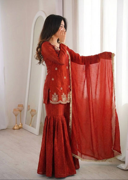 Crimson Noor Festive Sharara Set