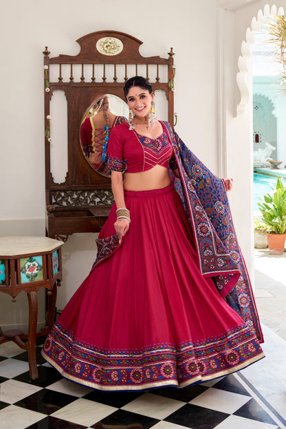 Gamthi Tussar Silk Navratri Lehenga Choli