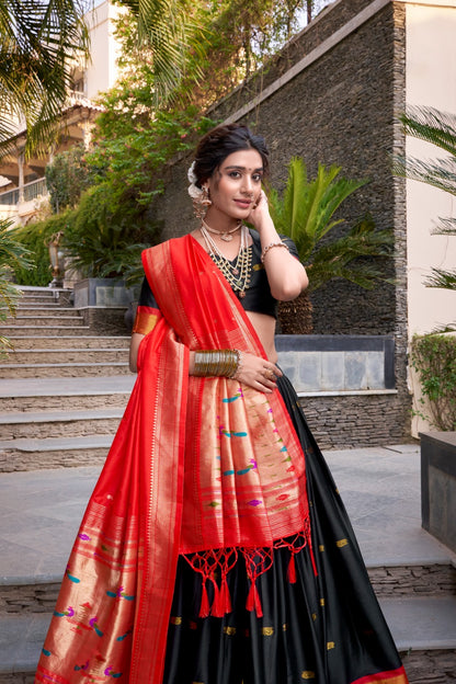 Paithani Jacquard Silk Zari Lehenga